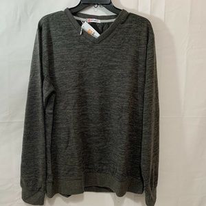 H2H Men NWT Casual Slim Fit Pullover V-Neck Lightweight Sweater Dark Grey Large
